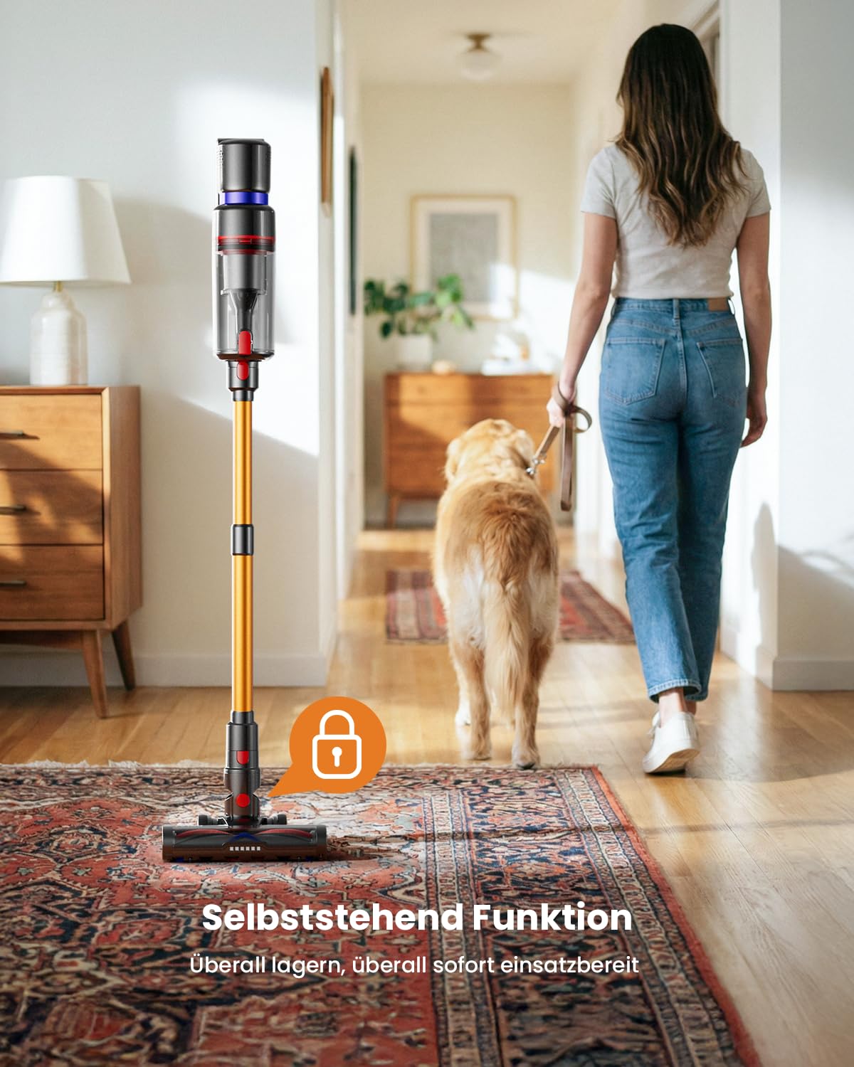 Aspiradora inalámbrica con batería, 650 W, 55 KPa, 75 minutos de autonomía, aspiradora de mano ligera 8 en 1 con luz LED verde y cepillo antienredos, para alfombras de pelo de animales, suelos duros y