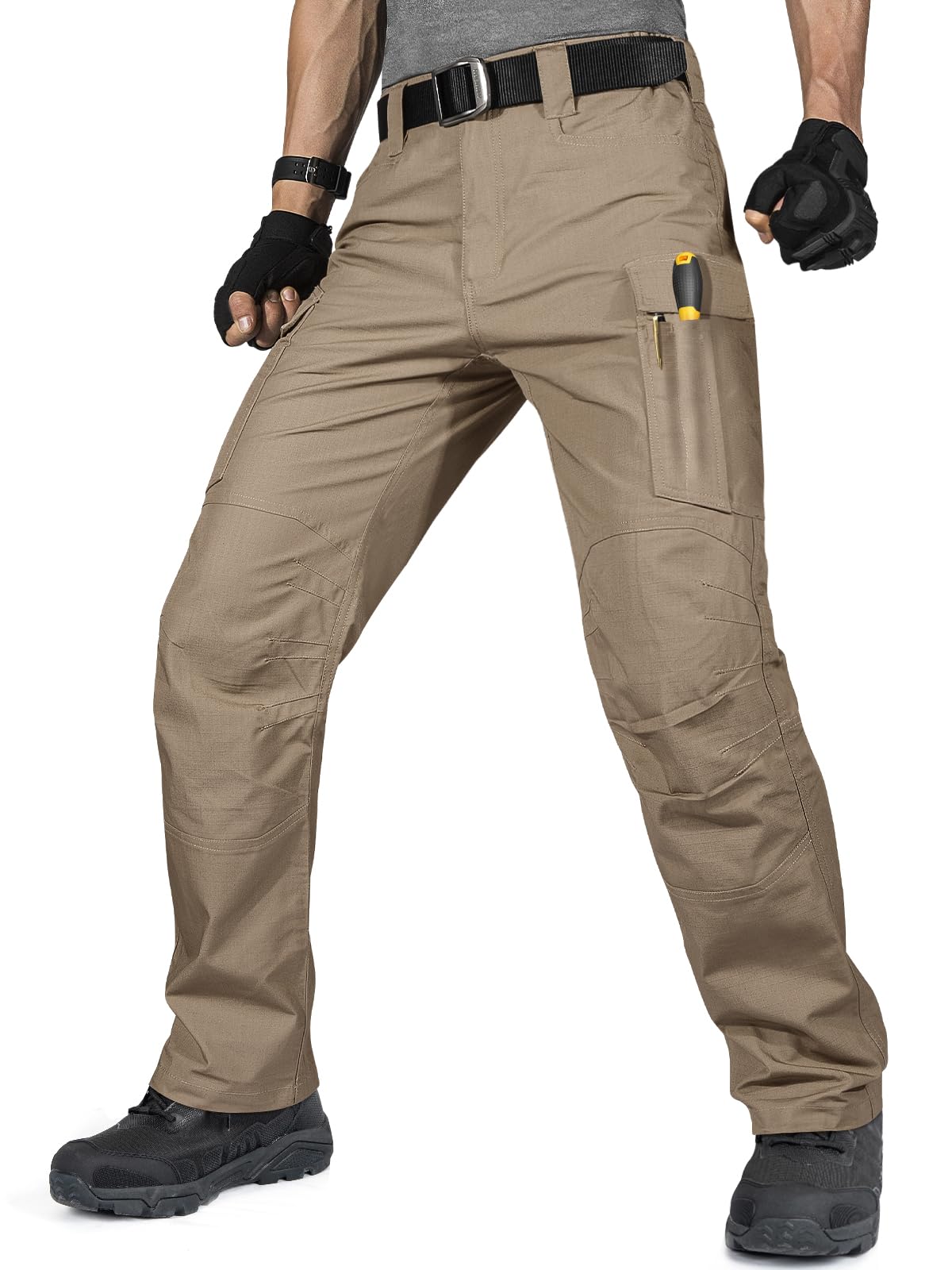 FREE SOLDIERMen's Tactical Pants Water Resistant Ripstop Cargo Work Lightweight EDC Hiking Pants with Multi Pockets