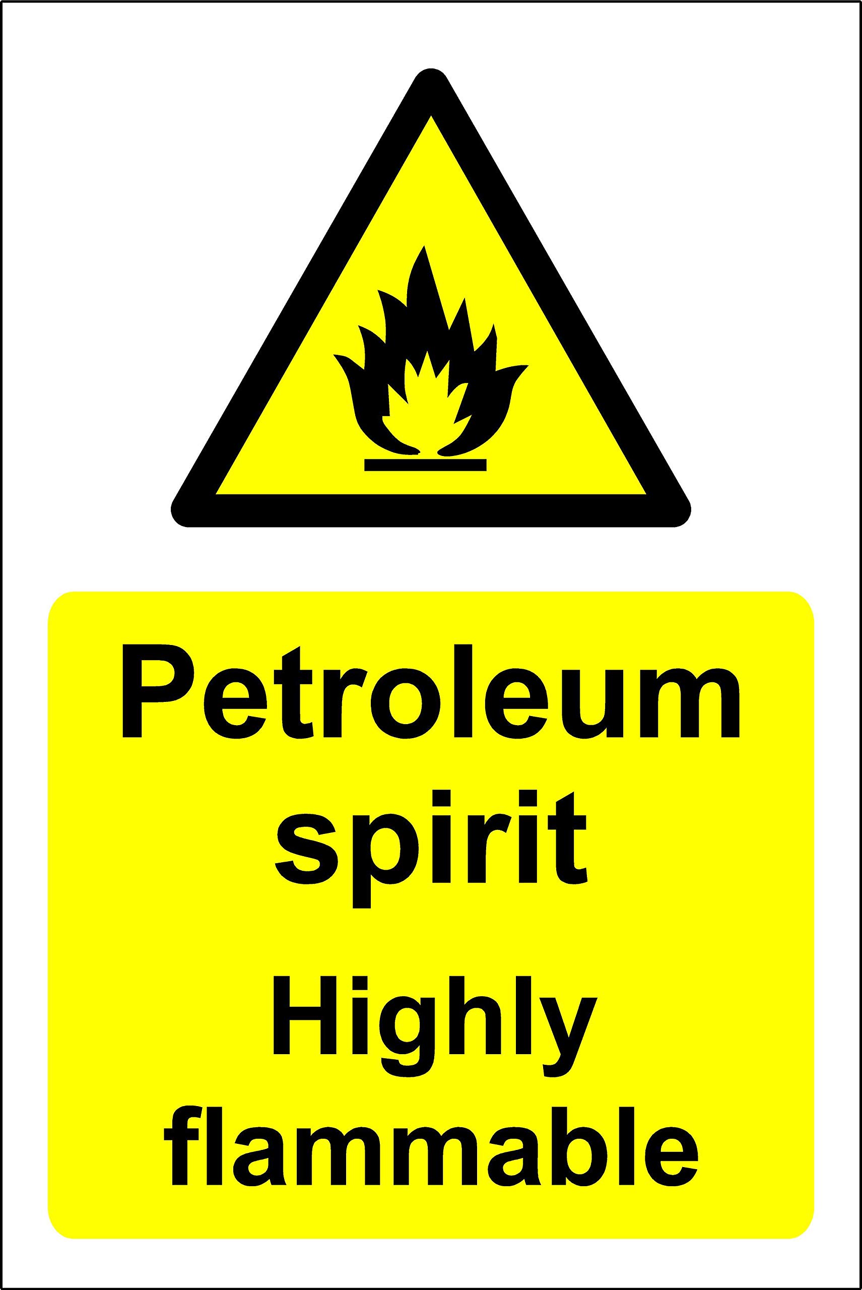 Kpcm Display Ltd Petroleum Spirit Highly Flammable Safety Sign - 1.2Mm Rigid Plastic 300Mm X 200Mm