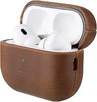 Vista 1 de Belemay Handcrafted Crazy Horse Leather Case for AirPods Pro 3rd Gen (2025), Vintage Aesthetic, Two-Tone Effect, Unique Patina, Compatible with