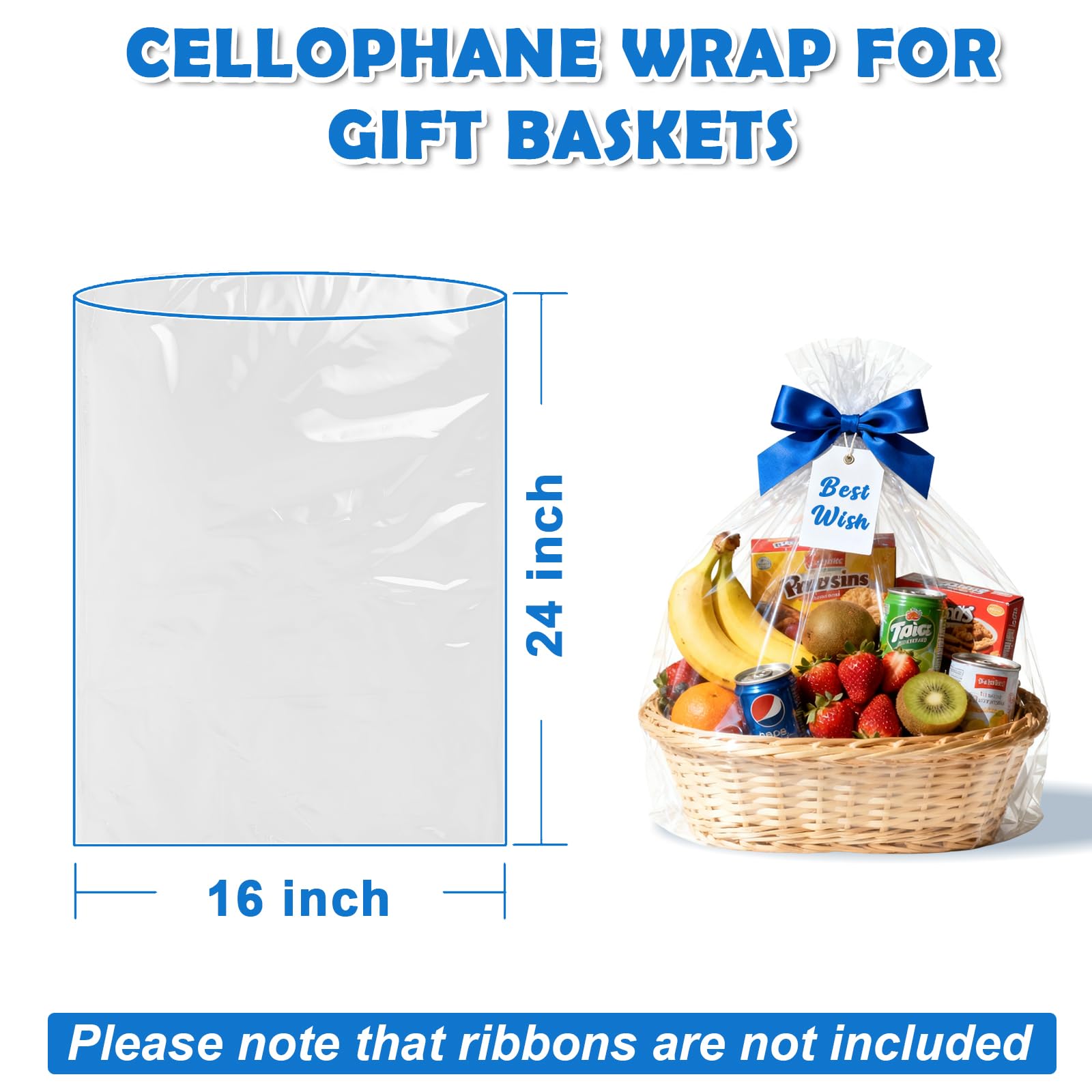 Awpeye Paquete de 50 bolsas de celofán, bolsas de regalo de celofán, bolsas transparentes anchas de celofán para tazas, botellas de vino y cestas pequeñas de 2 mil de grosor Awpeye Paquete de 50 bolsas de celofán, bolsas de regalo de celofán, bolsas transparentes anchas de celofán para tazas, botellas de vino y cestas pequeñas de 2 mil de grosor