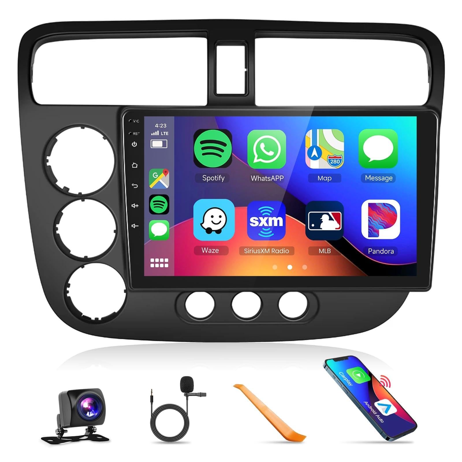 Car Radio for Honda Civic 2001 2002 2003 2004 2005 with Wireless Carplay