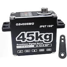 GOTECK 45KG Brushless Digital Servo Large Torque 8.4V Full Metal Gear IP67 Waterproof Steering Servo with 25T Servo Horn for 1/8 1/10 RC Crawler Car Robot Boat Truck Robot Parts 45KG8.4V-180
