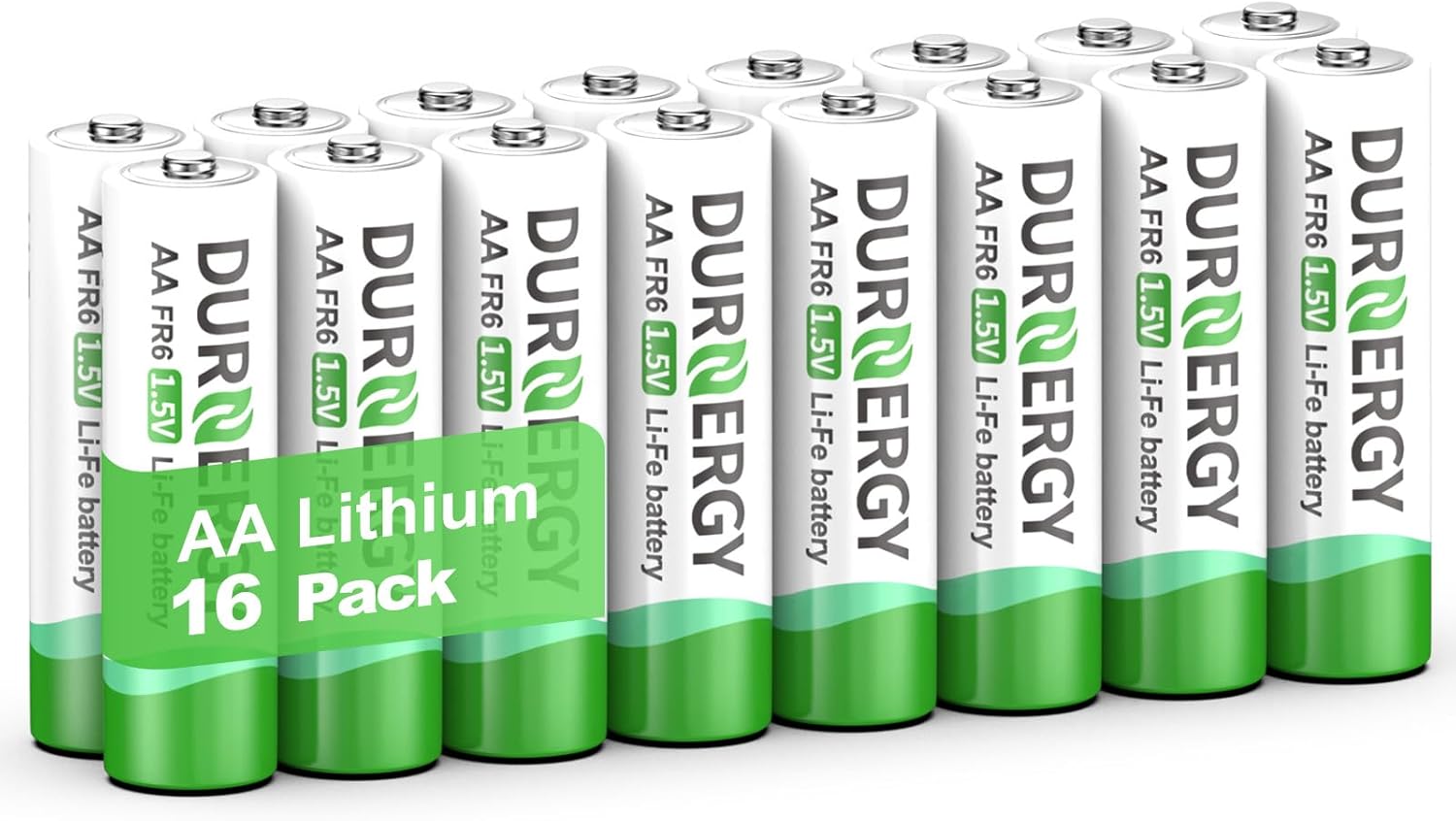 DURNERGY AA Lithium Battery 16 Pack, 3400mAh 1.5V Li-Fe, Non-Rechargeable Ultra Long-Lasting, Compatible with Blink Cameras, Doorbell, Smart Lock & Security Alarm System