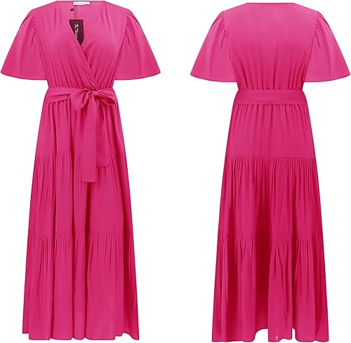 Miniatura 6 de R.Vivimos - Vestido por debajo de la rodilla, con vuelo, estilo informal de algodón, manga larga, irregular, de lunares, con cuello en V