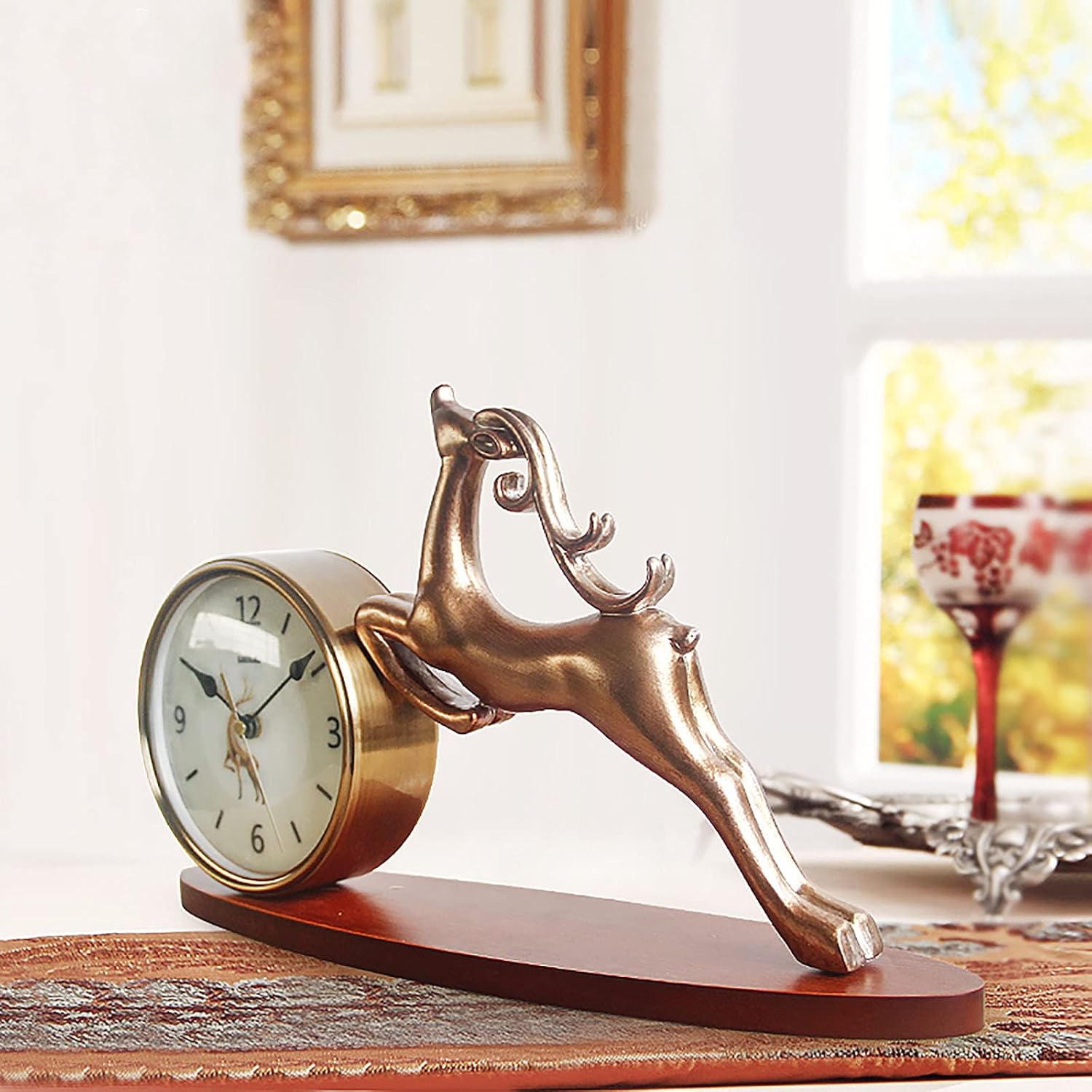 Mantel Clock Silent Decor Table Clocks Battery Operated Bedside Desk Clock for Living Room Fireplace Office Kitchen Desk Shelf Home Décor Gift A (C)