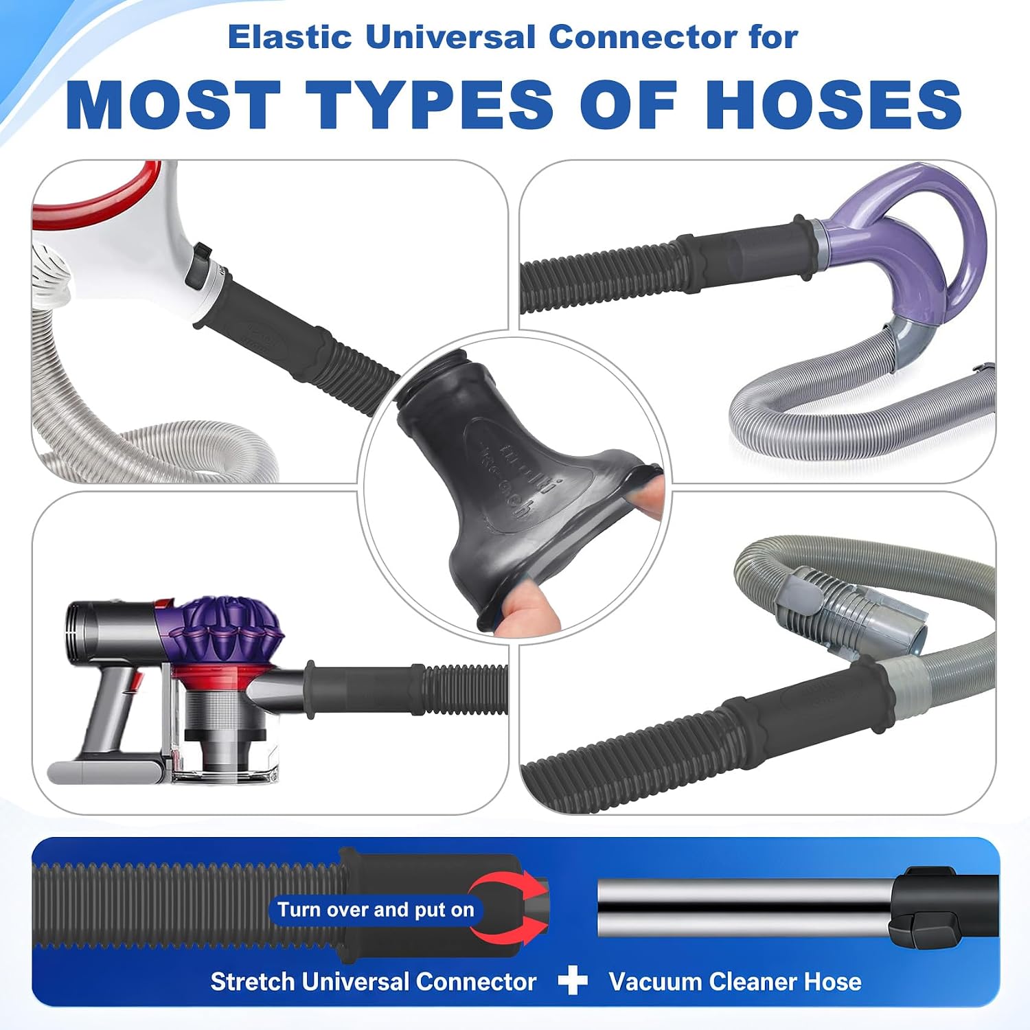 PetOde 5Pack Dryer Vent Cleaner Kit, Universal Vacuum Hose Attachment Black image 3