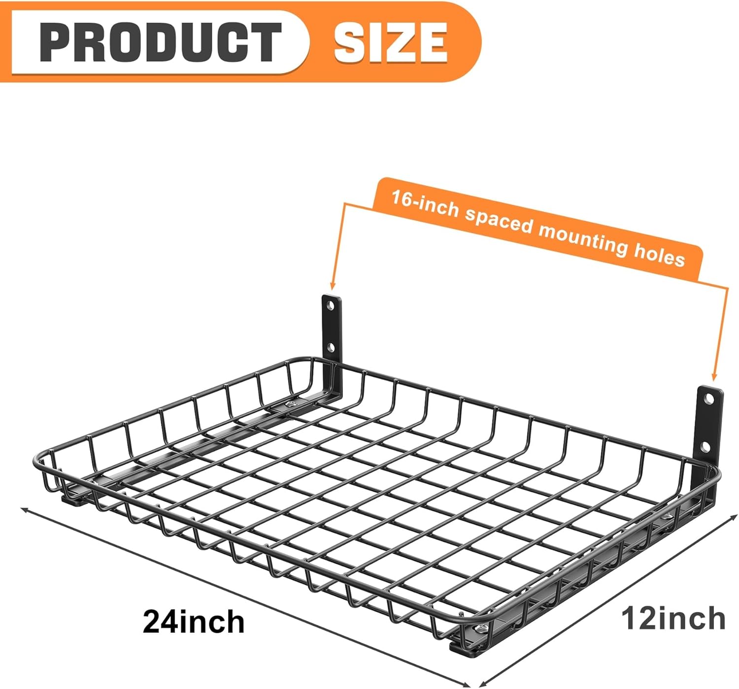 TORACK 2 Pack 12x24 inch Wall-Mounted Shelves, Garage Wall Shelf for Closet & Laundry Room, Heavy-Duty Floating Shelf Hold Up to 60 lbs(Black)