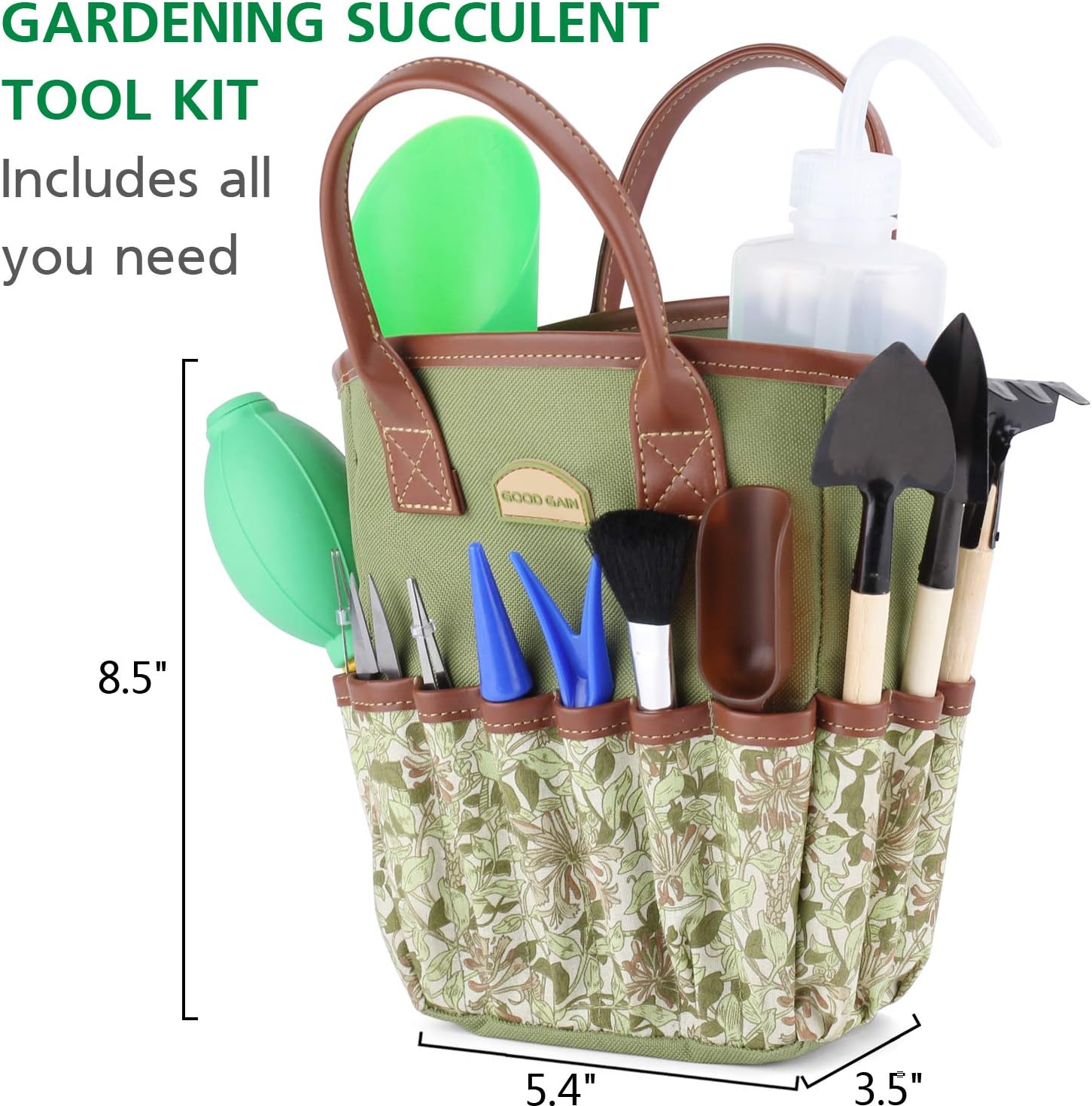 14 Pieces Garden Succulent Tools Kit with Organizer, Indoor Mini Gardening Tool Set, Bonsai Tools Kit, Succulent Gifts, Bonsai Starter Kit, Succulent Watering, Bonsai Tool Kit. (Honeysuckle) …