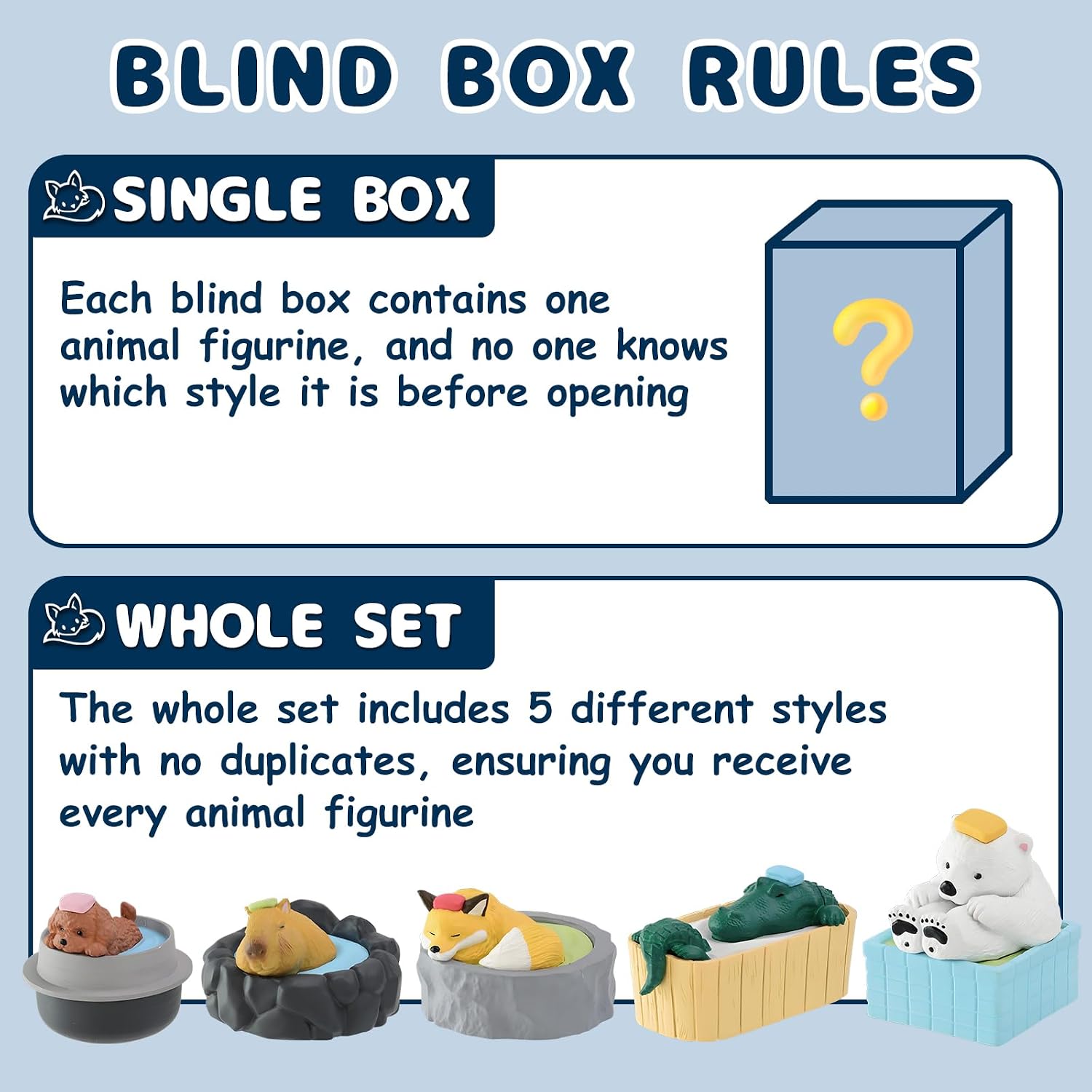 Animal Blind Box, Hot Spring Series Blind Box Figurines, Full Set (5 Pack) image 3