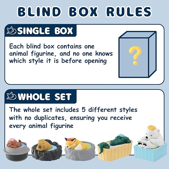 Animal Blind Box, Hot Spring Series Blind Box Random Figure (1 Pack)