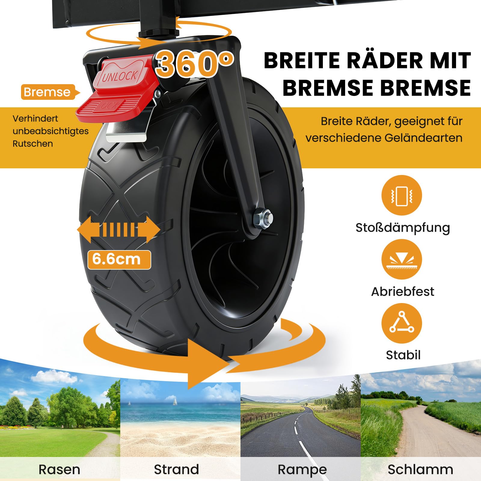 Palawano Bollerwagen Faltbar 150L – Transportwagen mit Rollen, Schwerlast Campingwagen für Festival, Strand, Garten & Einkauf