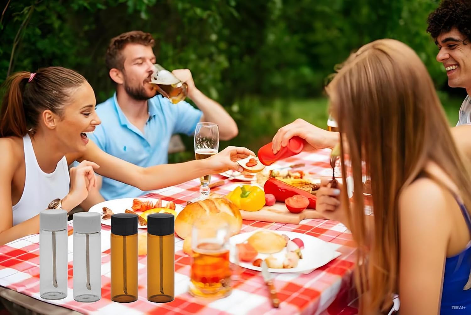 5 Pcs Leak-proof Mini Glass Bottles Set, Portable Travel Containers for Spices, Seasonings Travel & Kitchen Essential