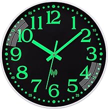 Wall Clock Radio-Controlled Luminous in the Dark Radio-Controlled Wall Clock Silent Wall Clock Silent Wall Clock Without Ticking Noises 25 cm Large Battery Living Room Clock