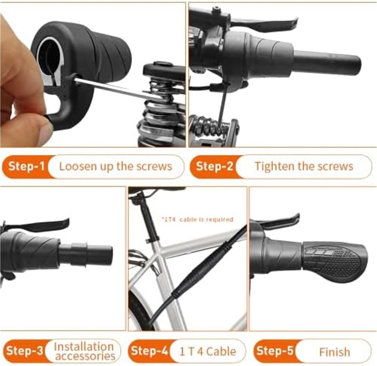 Poignée droite for vélo électrique, accélérateur demi-tour 20x, 24 V, 36 V, 48 V, 60 V, 72 V, connexion étanche for vélos électriques et scooters électriques pliables Accélérateur au pouce pou