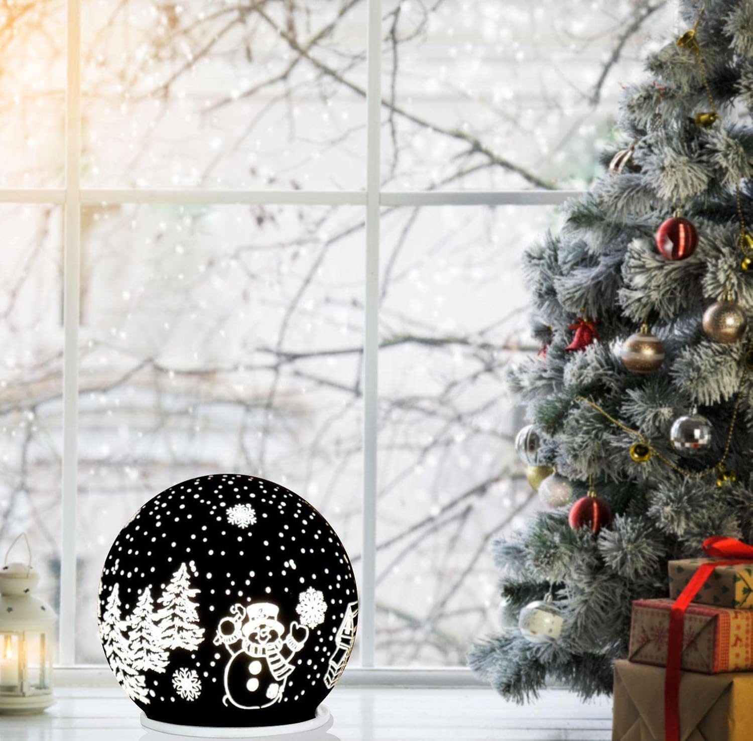 Christmas Decor Snowman Snow Globe – 5.1 x 5.1 Inches Metal
