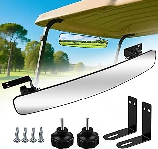 Golf Cart Rear View Mirror - 16.5" Wide 180° Panoramic, Easy Installation for EZGO, Club Car, Yamaha & Other Golf Carts