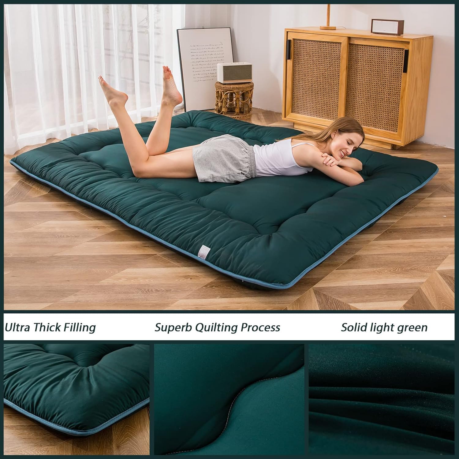 MAXYOYO Matelas futon, matelas de sol japonais rembourré surmatelas matelassé, l