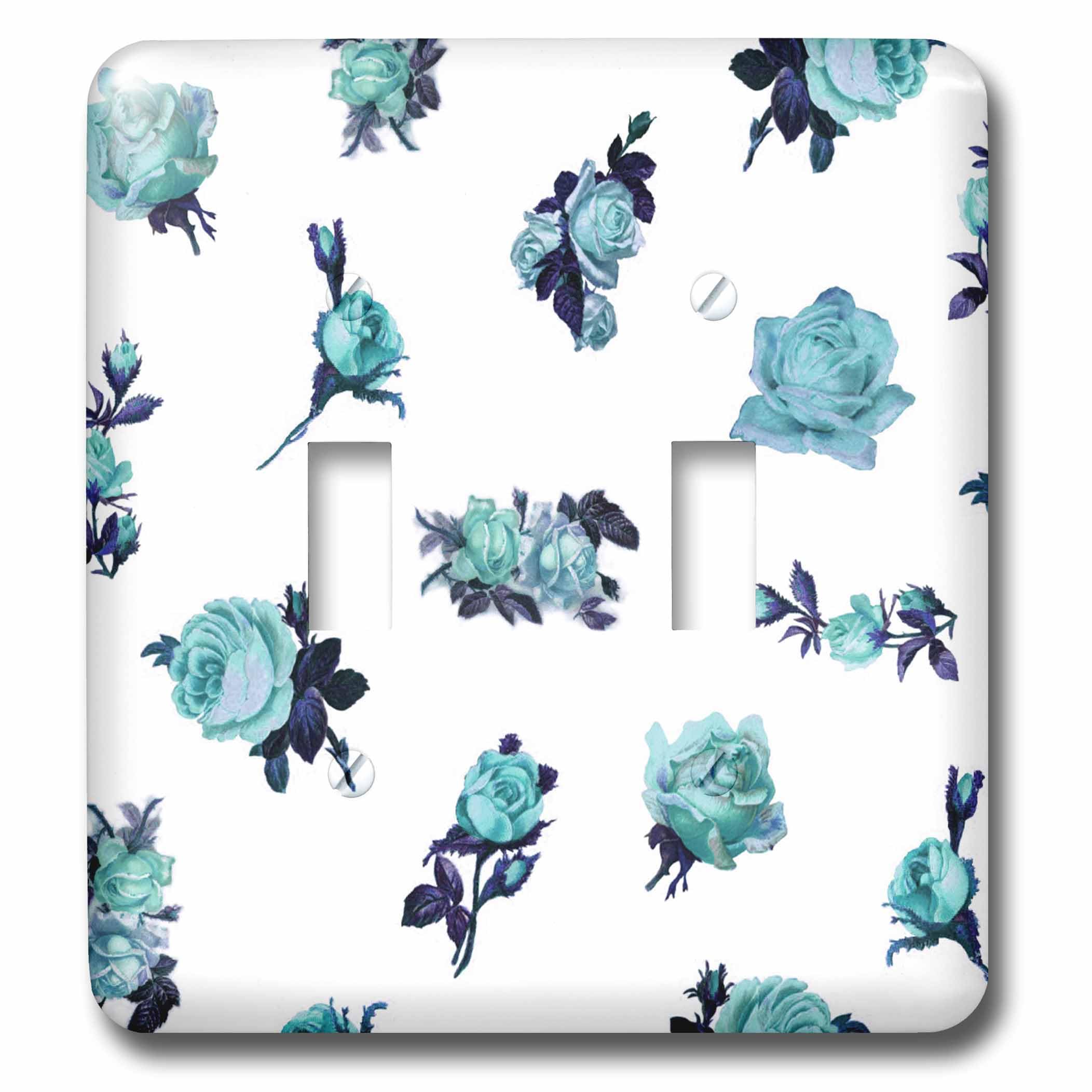 Interruptor de doble palanca decorativo azul con rosas estilo vintage lsp_57082_2