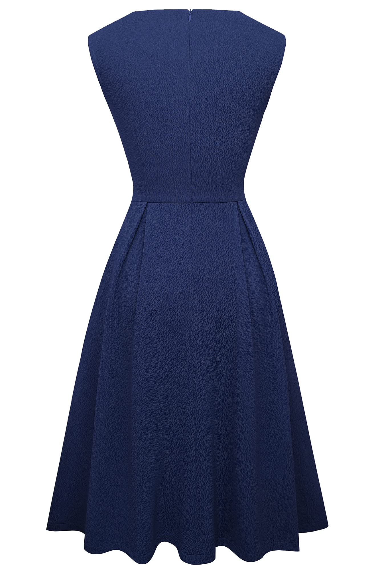 HOMEYEE Damen Vintage 50er Ärmellos Cocktail Retro mit Pocket Flared Kleid A196