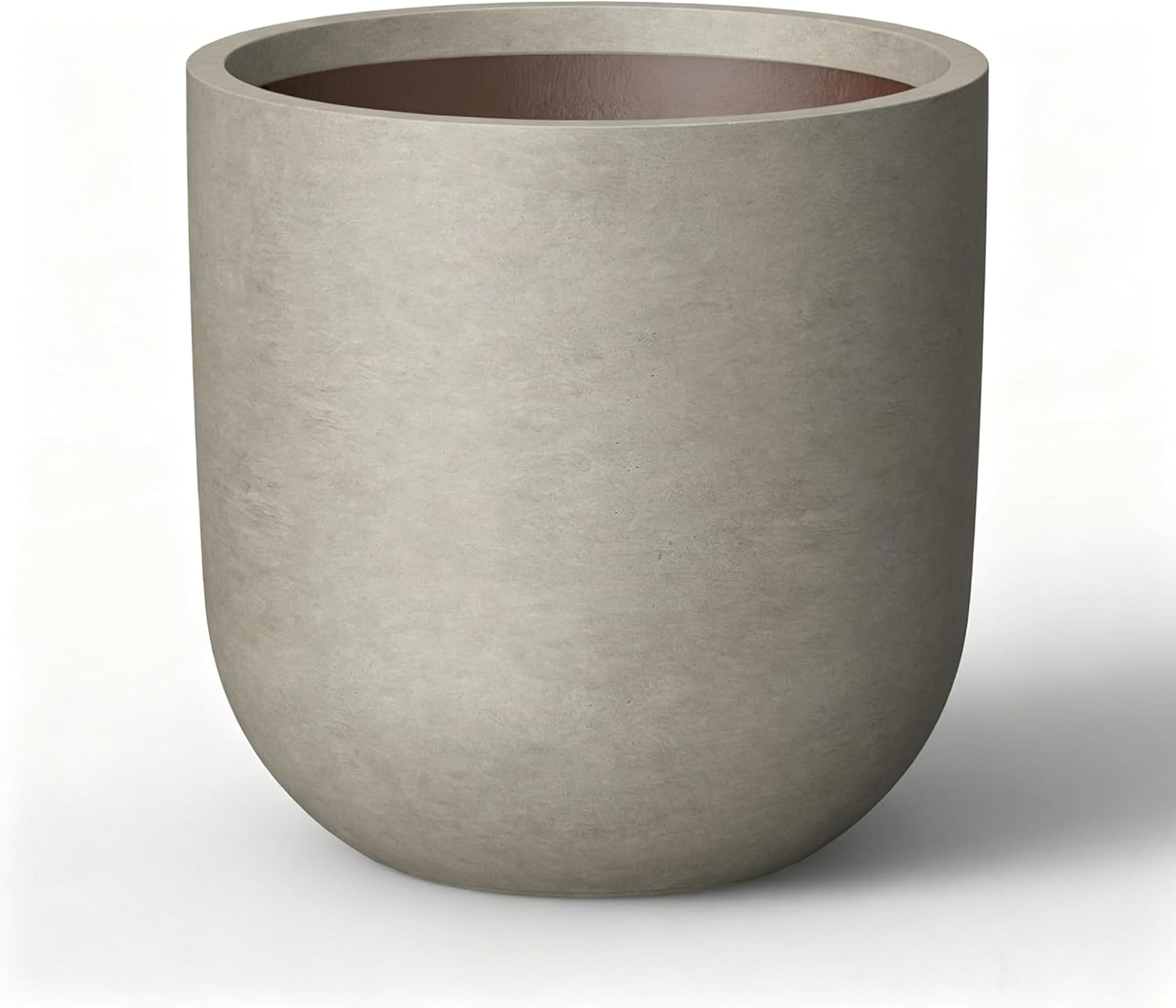 Kante Small Round Capsule Weathered Concrete Planter 11" Dia, Outdoor