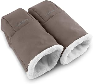 UPPAbaby CozyHandmuff - Easily Attaches to Stroller Handlebars - Ultra-Plush, Weather-Proof Hand Protection - Theo (Dark Taupe)