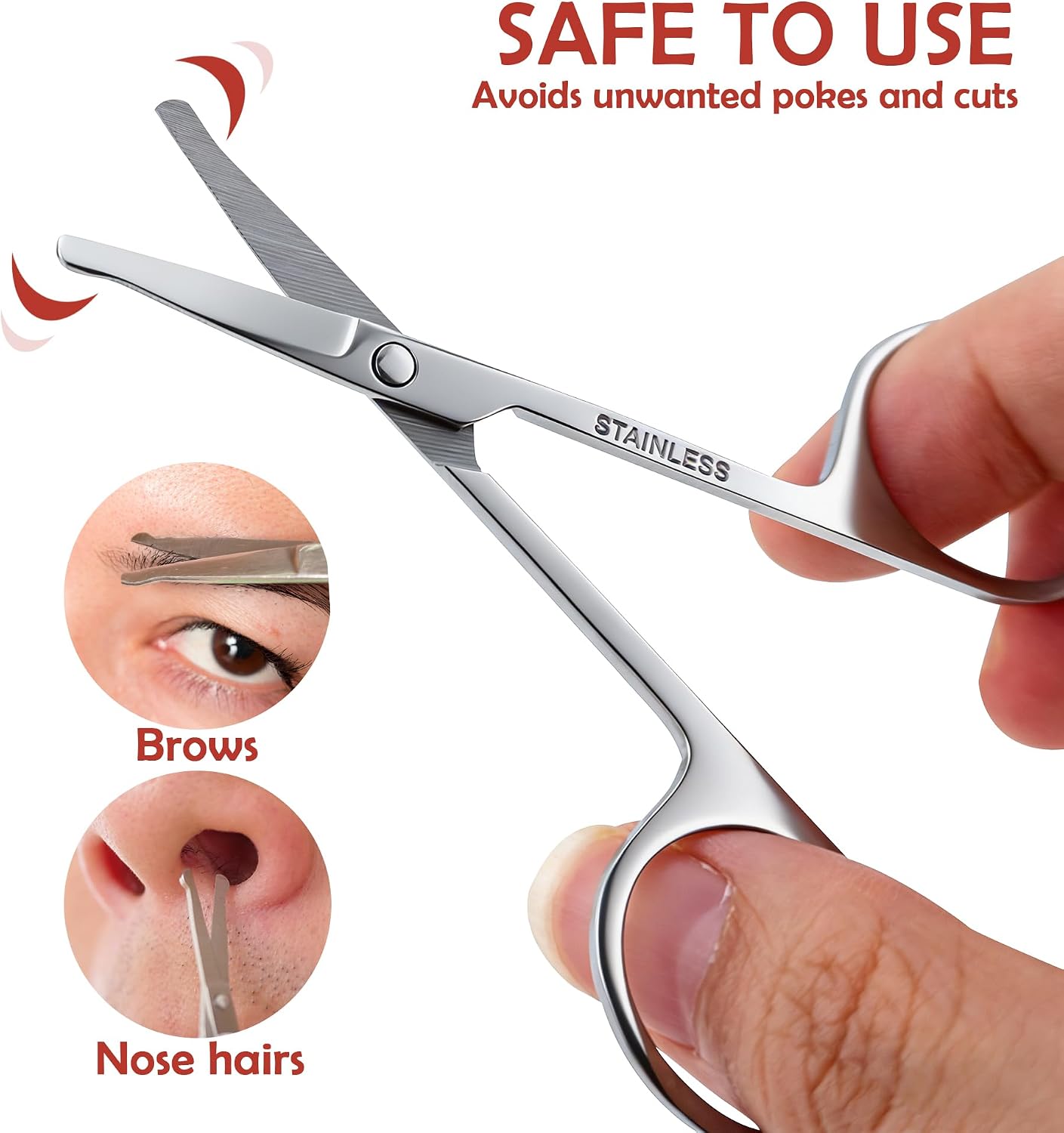 BlingKingdom Nose Hair Scissors for Men and Women, Rounded Tip Grooming Scissors for Trimming Facial Hair Ear Hair Eyebrow Mustache