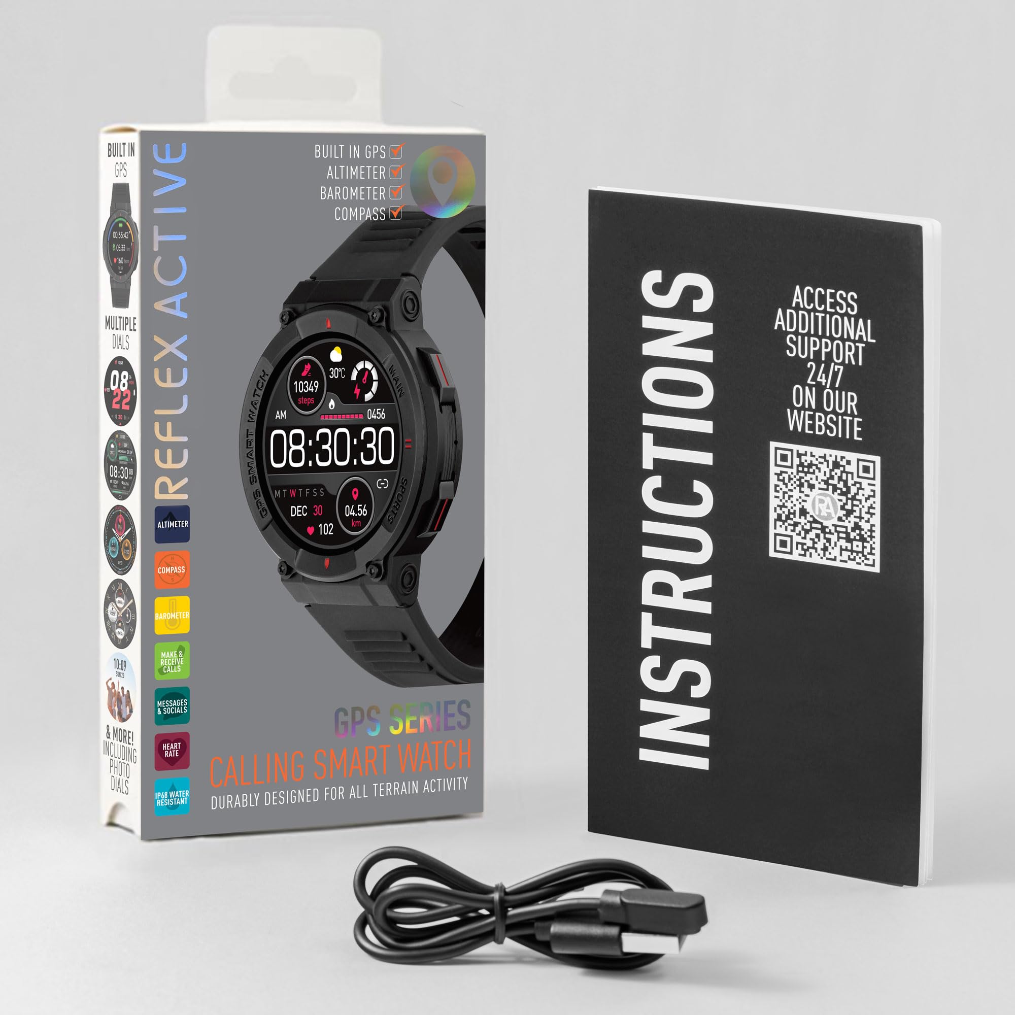 Reflex Active Smart Watch Serie 43 per uomo e donna con GPS, oltre 100 modalità sportive, frequenza cardiaca, contapassi, chiamate, impermeabile IP68, cinturino