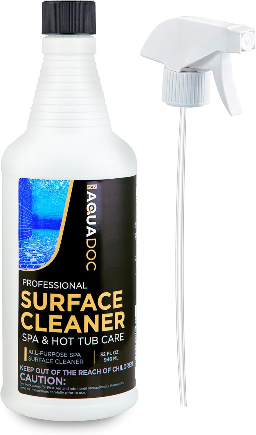 AquaDoc Hot Tub Cleaner Spray 32oz - Powerful Spa Surface Cleaner for Hot Tubs, Pools, Covers - Made in USA