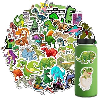 50PCS Dinosaur Stickers,Cute Vinyl Laptop Sticker,Cute Funny Waterproof Vinyl Stickers for Water Bottle,Tumbler Reward,Scrapbook,Birthday Card,Dino Party Supplies (Dinosaur Sticker)