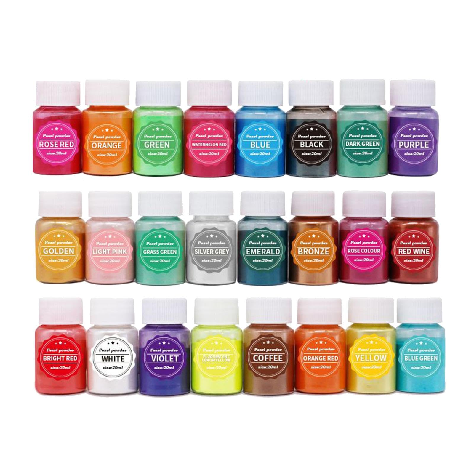 Juego de 5 24 piezas de polvo de mica nacarada para bolas de baño, pintura de joyería