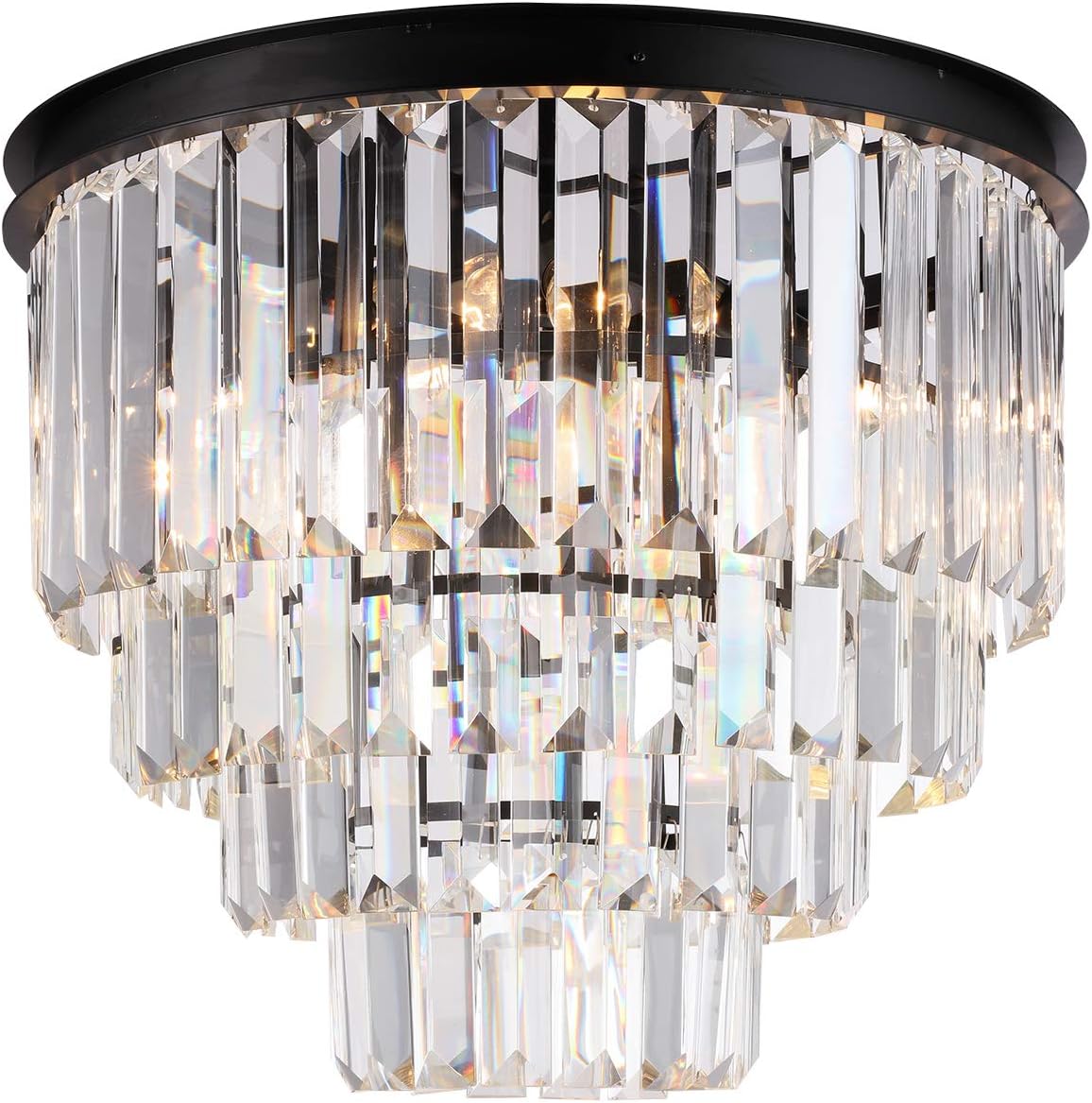 Dst Flushmount Classic Clear Glass Crystal Contemporary Round Chandelier Ceiling Lighting for Bedroom, Living Room, and so on.