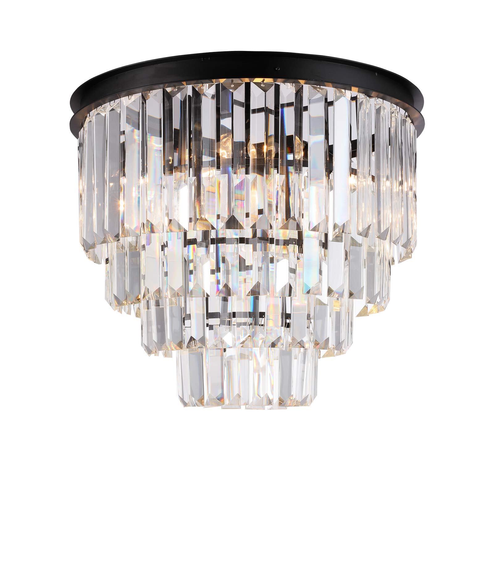 Dst Flushmount Classic Clear Glass Crystal Contemporary Round Chandelier Ceiling Lighting for Bedroom, Living Room, and so on.