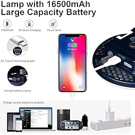 IODOO 16500mAh 3000LM 3000K 6000K Flashlight Portable LED Camping Lantern Rechargeable Light 60W with Magnet IP65 Waterproof Tent Light Power Failure