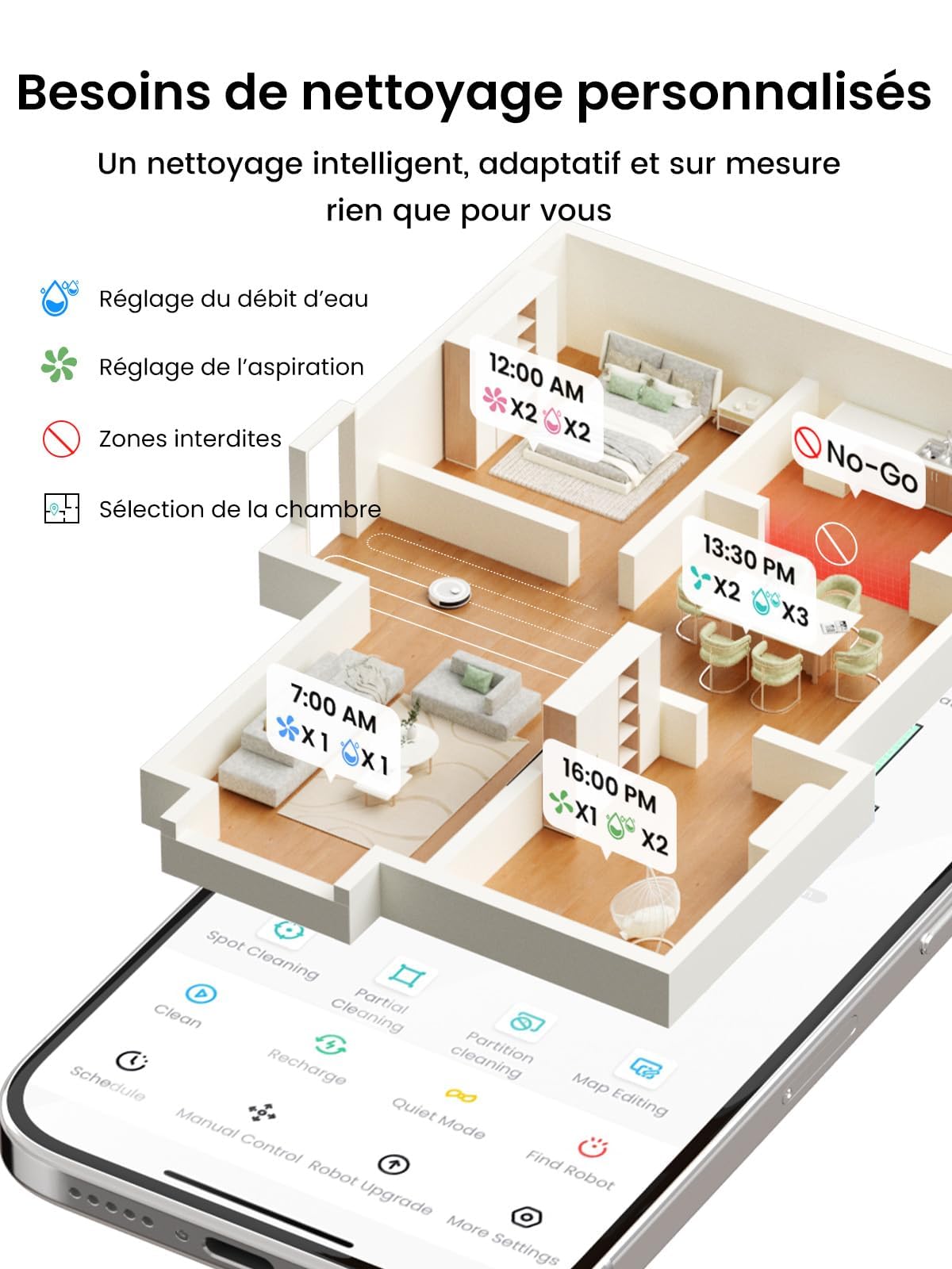 Lefant M2 Plus Robot Aspirateur Laveur 6000Pa avec Station Vidage Automatique Poussière,Navigation Laser avec Cartographie,Évitement d'obstacles PSD,140min,Idéal pour Poils d'animaux