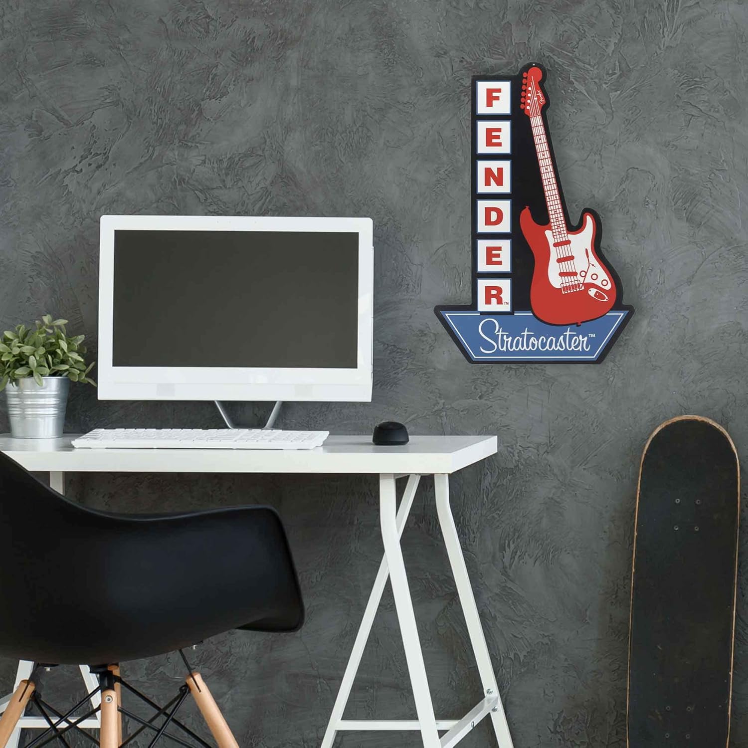 Fender Stratocaster Guitars Metal Sign - Vintage Fender Sign for Man Cave or Bedroom