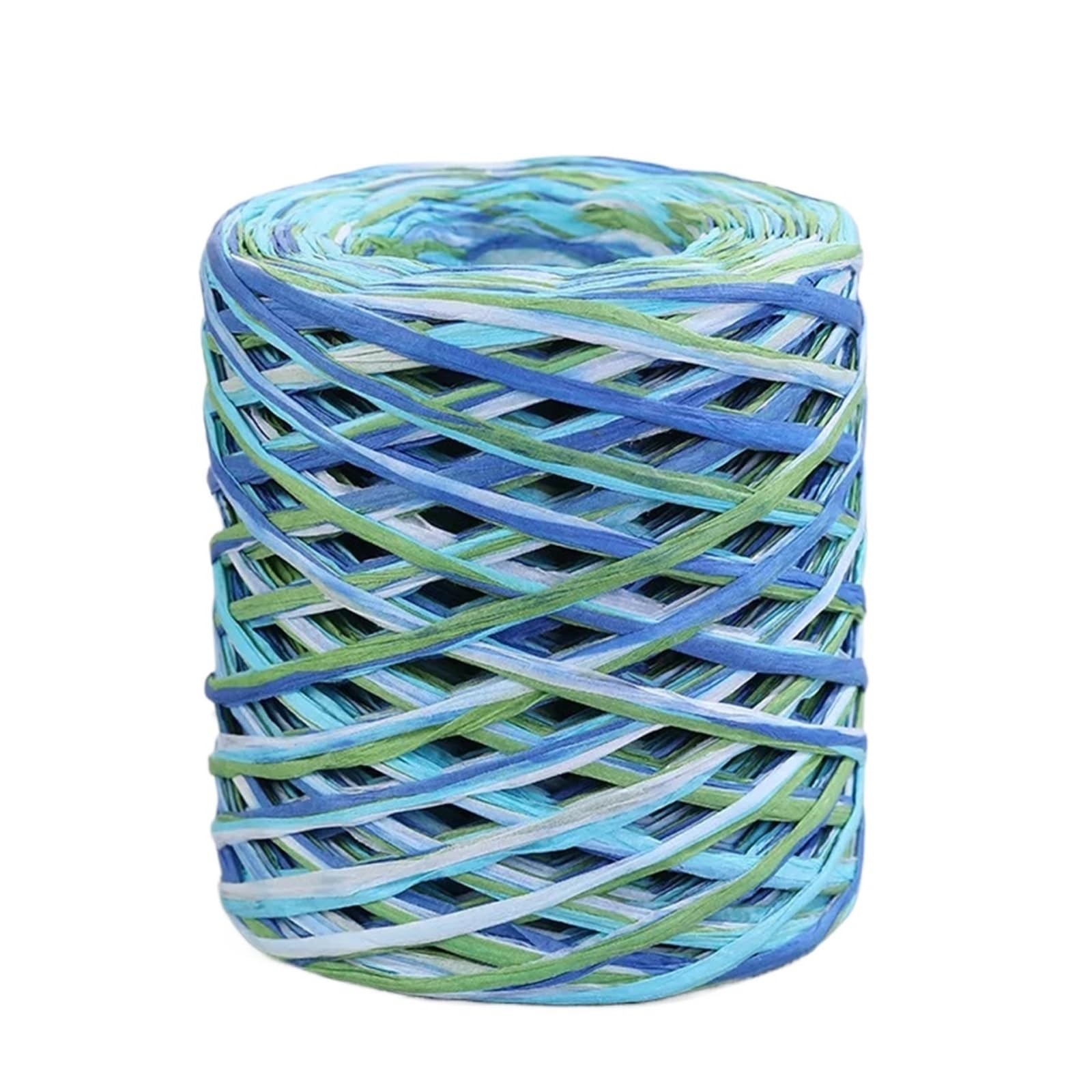 Sznurki z papieru rafii, Sznurki papierowe z rafii wielokolorowe, 200 metrów, opakowanie 2 sztuki(Blue Green)