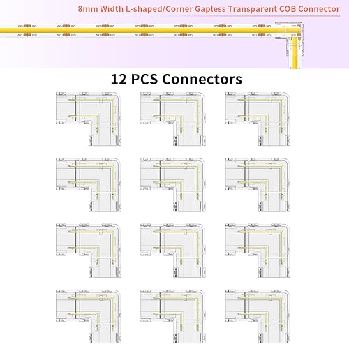 Miniatura 2 de MIWISE Kit de conectores de 0.315 pulgadas para tira LED COB de 2 pines, 12 conectores en forma de Lesquina, conectores de extensión sin soldadura