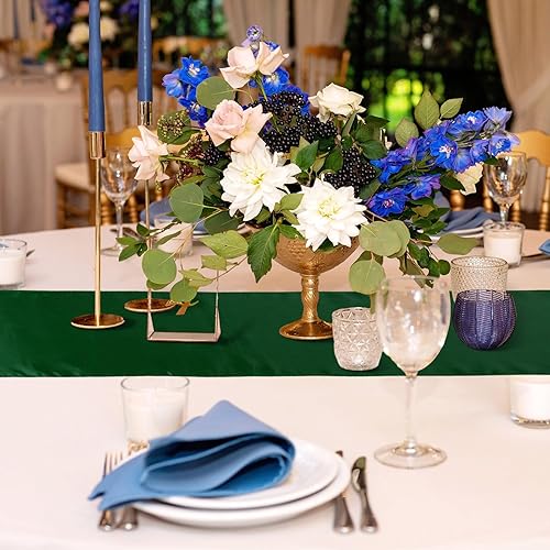 Miniatura 62 de Bencailor 24 caminos de mesa de satén a granel de 12 x 108 pulgadas de largo, mantel de tela suave brillante para banquete de boda, cumpleaños