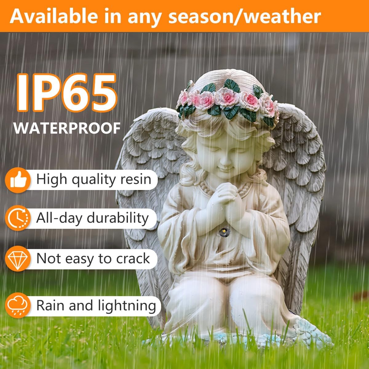 Solar Garden Outdoor Statues Lights, Resin Angel Figurine Light for Patio, Balcony, Yard, Lawn Ornament, Unique Housewarming Gifts and Yard Decor - Image 7