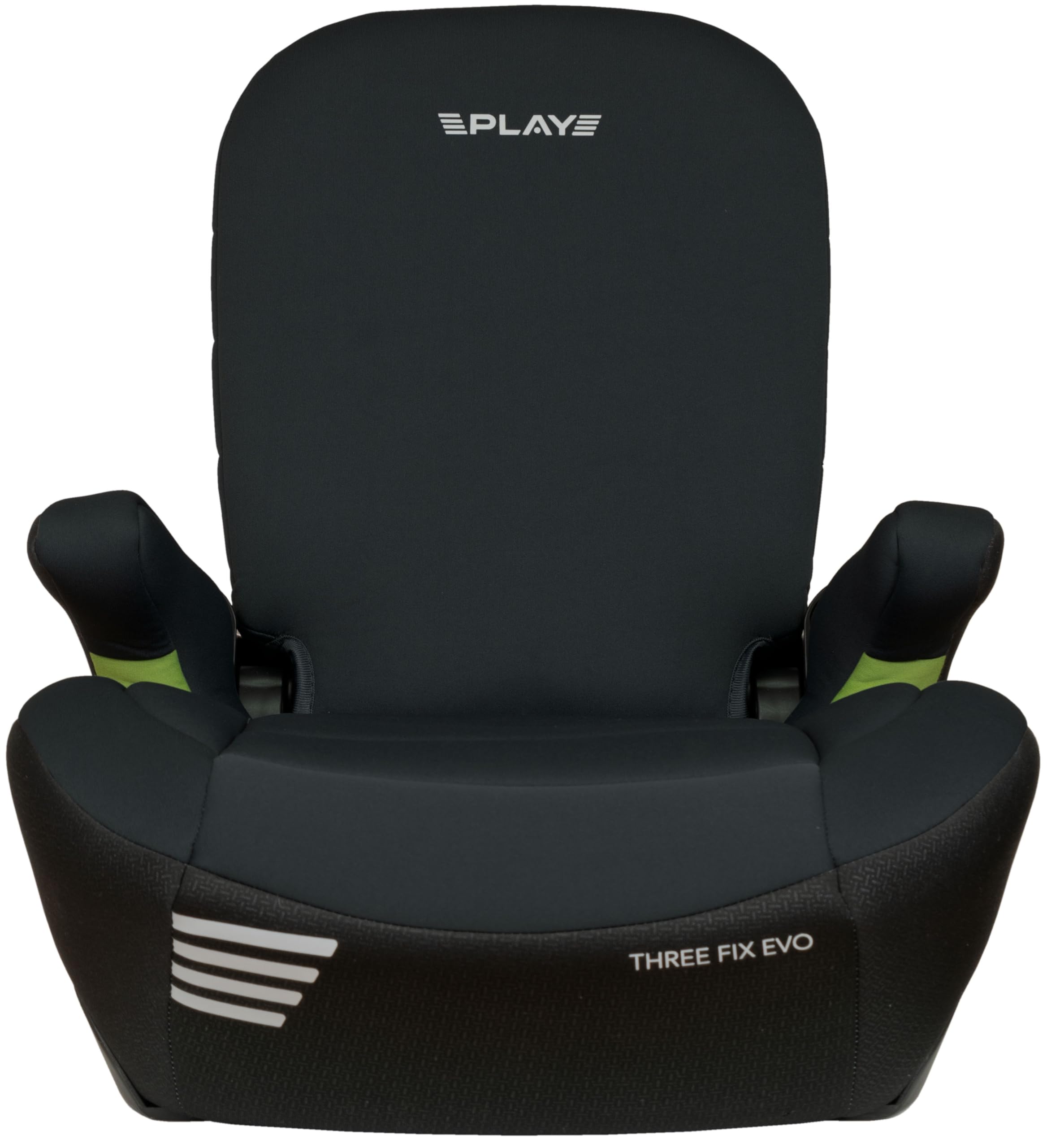 Play Three fix Evo. Elevador de coche para niños de 125-150 cm (6-12 años aprox) con respaldo e isofix (Negro)