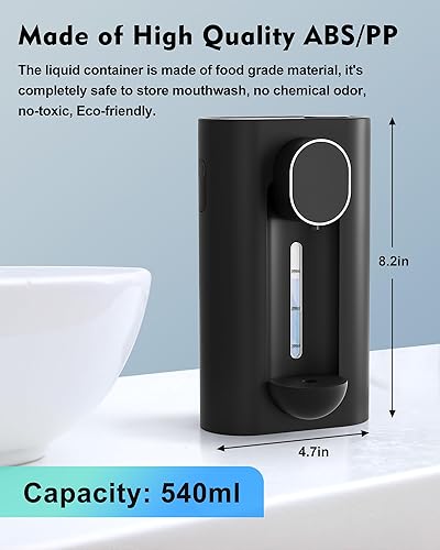 Miniatura 7 de Dispensador automático de enjuague bucal para baño, dispensador automático de lavado bucal de 18.26 onzas (18.3 fl oz) con vasos magnéticos, 3