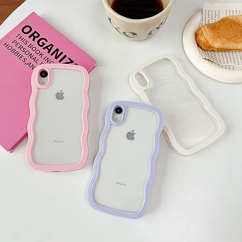 Miniatura 2 de XIZYO Funda para iPhone XR, con marco de onda rizada, bonita funda para teléfono, transparente, ondulada, estética, para mujeres y niñas, delgada,