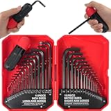 35-Piece Allen Wrench Sets Metric and Standard Hex Key Set&comma; Allen Key Set&comma; MM&lpar;0&period;7mm-10mm&rpar; SAE&lpar;0&period;028"-3&sol;8&rpar;&comma; Chrome Vanadium Steel