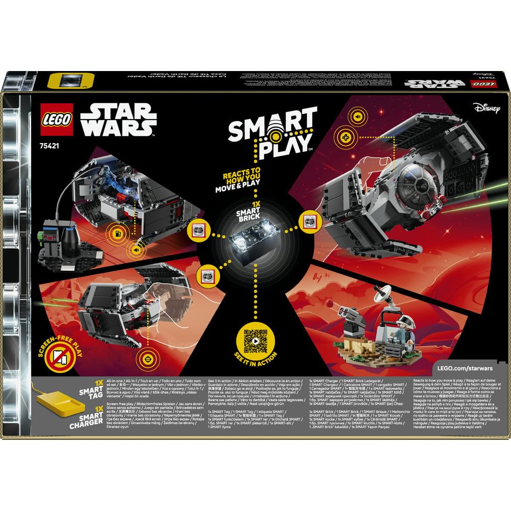 LEGO Star Wars SMART Play: Myśliwiec TIE Dartha Vadera 75421 | Interaktywna zabawka dla dzieci 8+, seria SMART Play, prezent Star Wars, klocki dla chłopca i dziewczynki, 473 elementy