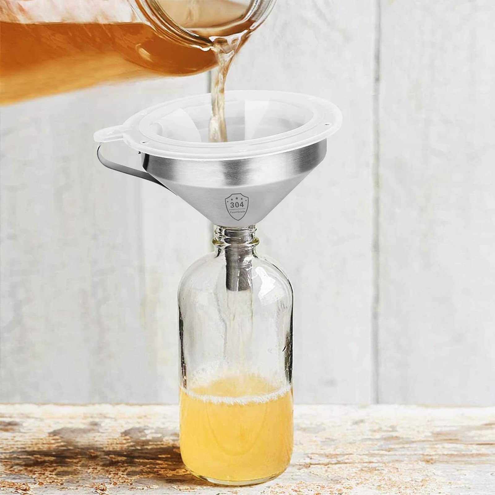 Set Di 7 Imbuti In Acciaio Inox Per Cucina - Con Filtro E Spazzole, Diametri 5.7/11/13 Cm - Foto 11