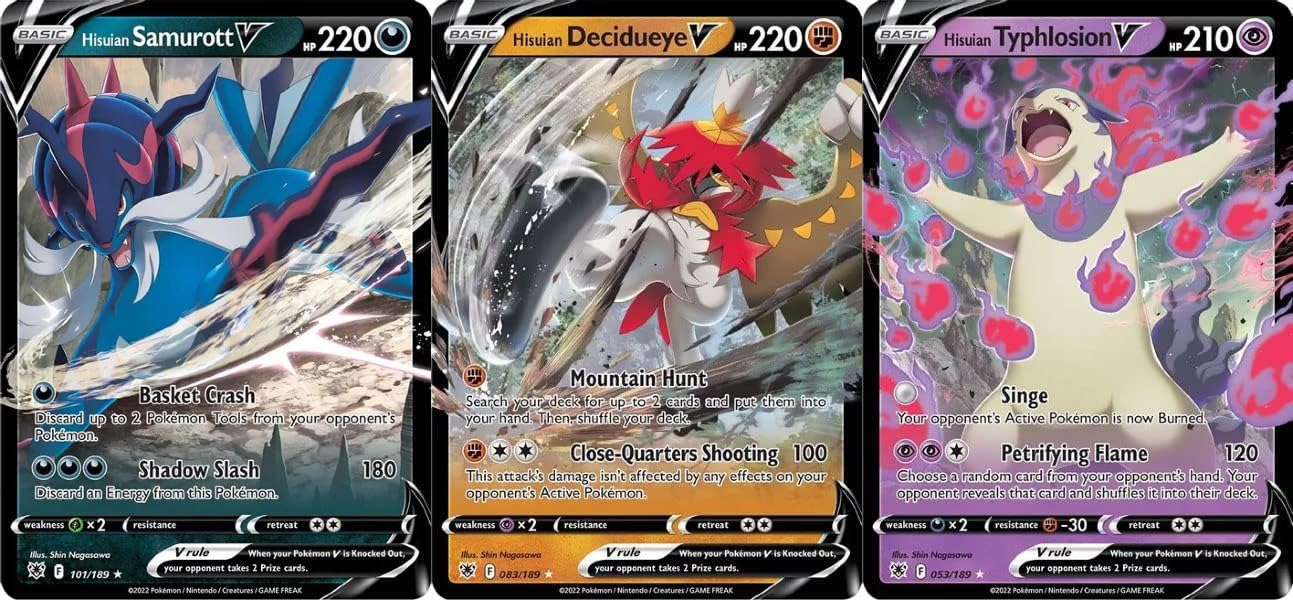 Hisuian Samurott V - Decidueye V - Typhlosion V - Astral Radiance Pokemon Ultra Rare Card Lot - 101/189-053/189-083/189