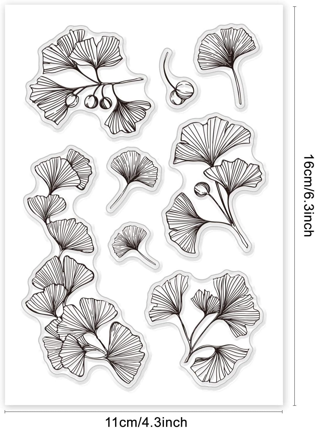 GLOBLELAND Leaves Pattern Silicone Clear Stamps Decorative Rubber Stamp Ginkgo Biloba Pattern Acrylic Stamps for Scrapbooking Photo Card Album Decoration 160 x 110 mm - Image 3