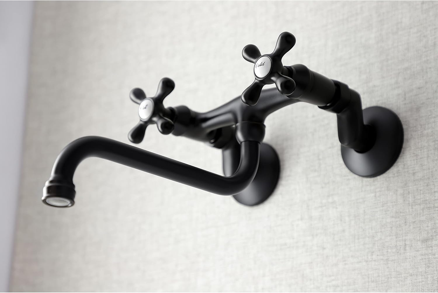 Kingston Brass KS215MB Kingston Two Handle Wall Mount Bathroom Faucet, Matte Black