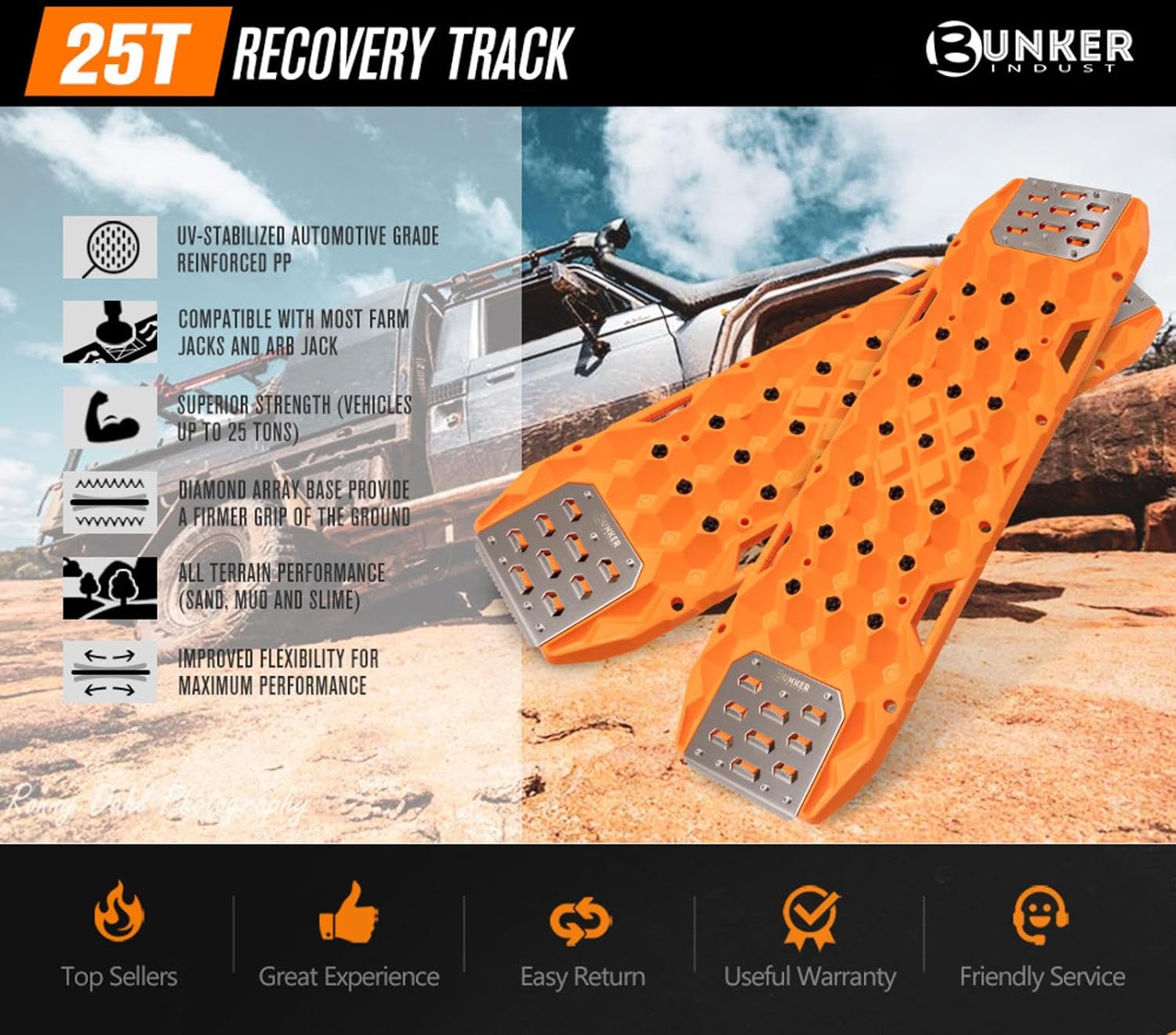 VIDECOR Off-Road Traction Boards, Car Tire Traction Mats, Tire Recovery Track Pad, Tire Grip Vehicle Traction Recovery Tracks, Sand Mud Snow Track,B